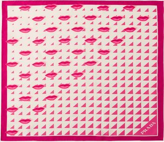 Prada Triangle Symbole and Mouth Degrade Print Silk Scarf