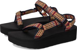 Teva Womens Flatform Universal Sandal, Modern Check Lemon Drop, 6 UK
