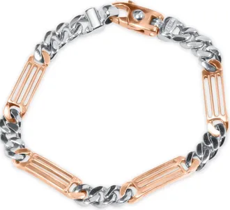 Pompeii3 Mens Figaro Link 14k Gold (28gram) or Platinum (45gram) 7mm Bracelet 8