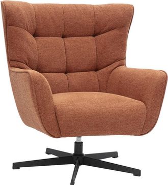 Miliboo Sill&oacute;n Escandinavo Giratorio En Tela Efecto Terciopelo Texturado Tierra Quemada Y Metal Avery