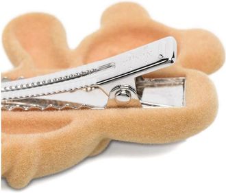 Yvmin Teddy Bear Embellished Velvet Hair Clip - Brown