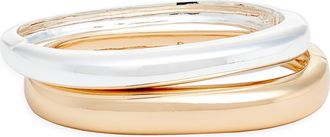 Open Edit Set of 2 Rounded Square Bangles in Gold- Silver at Nordstrom