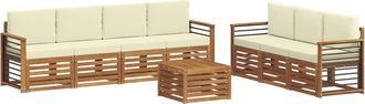 vidaXL Juegos De Sof&aacute;s 8 Uds. Natural Y Crema Madera De Acacia S&oacute;lida Vidaxl
