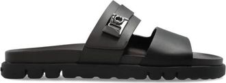 Ferragamo Hug Buckle Sandal - Heren - Sandalen - Zwart - 39 EU - Leer - Schoenen