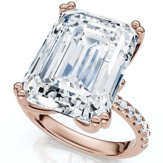Pompeii3 Certified 10.25Ct Emerald Cut Diamond Engagement Ring 14k Gold or PT Lab Grown