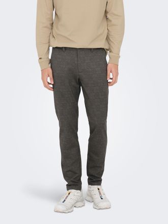 Only & Sons Chinohose ONLY & SONS ONSMARK PANT HERRINGBONE PRINT GW 3361BF, Herren, Gr. 29, L&auml;nge 32, braun (hot fudge), Web, Obermaterial: 64% Viskose, 31% Polye