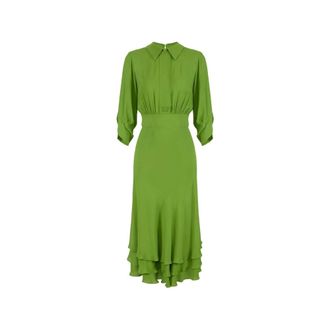 Elisabetta Franchi Midi Dresses, female, Green, Size: 2XL Dress In Georgette Fabric