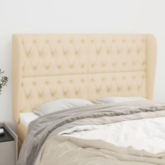 vidaXL Cabecero Con Orejas De Tela Color Crema 163x23x118/128 Cm Vidaxl