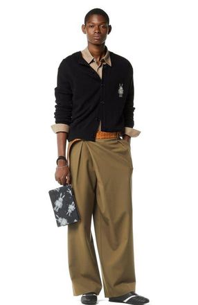 MCM Wristlet Standing Pouch w/ Chain Strap in Rabot Visetos in Black at Nordstrom