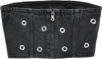 Rotate Studded Denim Blouse - Black