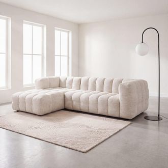 Maisons du monde Sof&aacute; chaiselongue izquierdo de 4/5 plazas color arena