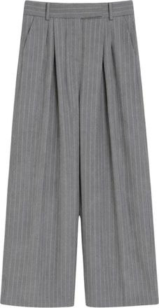 Pennyblack Pantaloni gessati gamba dritta - Dames - Wijde Broeken - Grijs - XS - Wol - Broeken