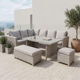 Kactus Republic Conjunto de jard&iacute;n BONN 5pz color perla de rat&aacute;n sint&eacute;tico