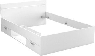 Dmora Dmora - Letto alla francese Moira, Sommier per camera da letto, Giroletto per stanza, Struttura porta materasso, 200x140 h74 cm, Bianco opaco