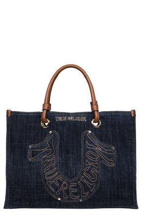 True Religion Andi Embroidered Horseshoe Tote in Dark Denim at Nordstrom Rack