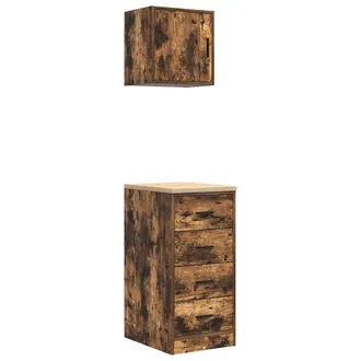 vidaXL Armadi Da Garage 2 Pz Rovere Fumo In Legno Multistrato Vidaxl