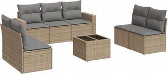 vidaXL Juego De Sof&aacute;s De Jard&iacute;n Con Cojines Beige 8 Pzas Rat&aacute;n Pe Vidaxl