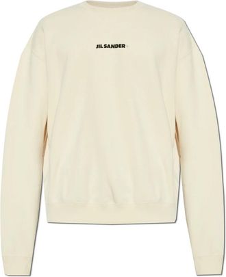 Jil Sander Sweatshirt met Logo - Heren - Sweatshirts - Beige - S - Katoen - Hoodies & sweatvesten