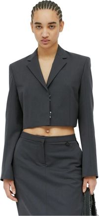 Diesel Tailored Crop Blazer in Plain Weave - Dames - Blazers - Grijs - S - Wol - Jassen