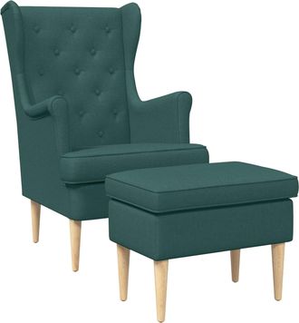 vidaXL Sill&oacute;n Con Pouf 2 Uds. Verde Oscuro Tela Vidaxl