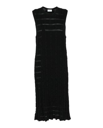 Ferragamo Womens Cable Knit Midi Dress In Black