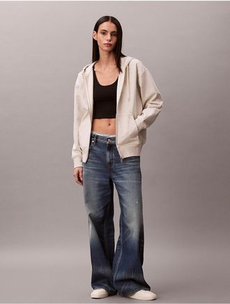 Calvin Klein Jeans Calvin Klein Womens Terry Embossed Monologo Relaxed Hoodie - Neutral - XL