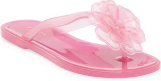 Arezzo Jelly Flower Flip Flop in Pink at Nordstrom, Size X-Large