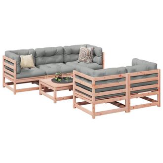 Berkfield Home 6 Piece Garden Sofa Set Solid Wood Douglas Fir in Brown
