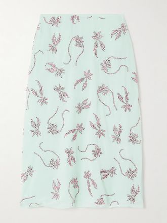 16Arlington Gonna Midi In Chiffon Con Borchie E Cristalli Dafne - Blu