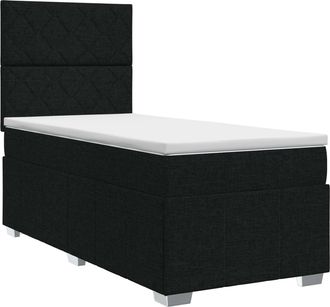 vidaXL Cama Box Spring Con Colch&oacute;n Con Cabecera Negro 90 X 200 Cm Tela Vidaxl
