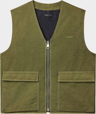 Purple Mens Woven Full-Zip Vest
