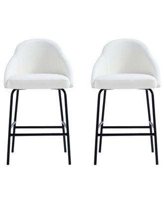 Manhattan Comfort Set Of 2 Gracie Modern Leatherette Counter Stools With Steel Legs