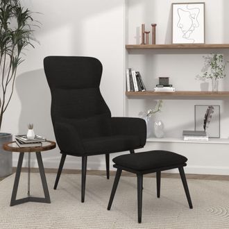 vidaXL Sill&oacute;n De Relax Con Reposapi&eacute;s De Tela Color Negro Vidaxl