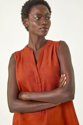 Roman V-Neck Front Pleat Vest Top