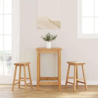 vidaXL Sgabelli da Bar 2 pz Naturale Legno Massello di Hevea - Vidaxl
