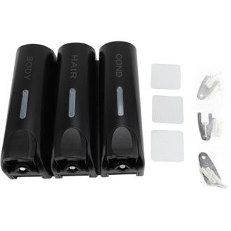 OEM Dispensador De Jab&oacute;n Abs, 3 X 350 Ml, Manual, 3 Compartimentos, De Pared, Para Champ&uacute; Y Acondicionador, Para Hoteles Y Hogares, Negro -crezuo
