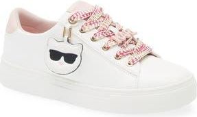 Karl Lagerfeld Capree Karl Choupette Low Top Sneaker in White/Blush Combo at Nordstrom Rack, Size 7.5