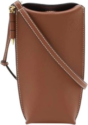 Loewe Pre-owned Cross Body Bags, female, Brown, Size: ONE SIZE Pre-owned Leather Cross Body Bag