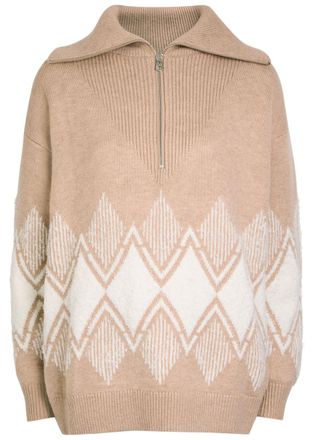 Varley Betty Fair Isle Knitted Jumper - Light Brown - XL (UK16 / XL)