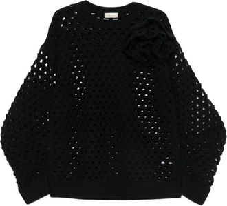 Blumarine Crochet-knit Floral-appliqu&eacute; Sweater
