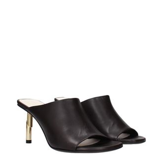 Lanvin Womens Gold-Heel Leather Mule Heel Black