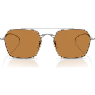 Oliver Peoples TK-14 53mm Geometric Sunglasses in Silver /Cognac at Nordstrom