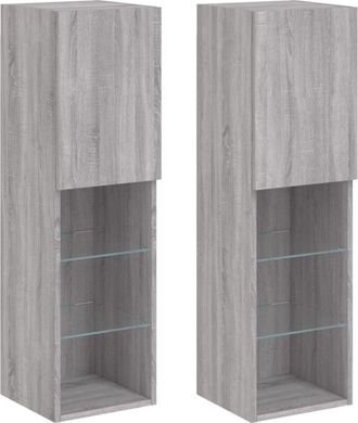 vidaXL Vidaxl - tv Cabinets with led Lights 2 pcs Grey Sonoma 30.5x30x102 cm