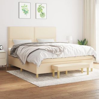 vidaXL Vidaxl - Cama Box Spring Con Colch&oacute;n Tela Color Crema 180x200 Cm