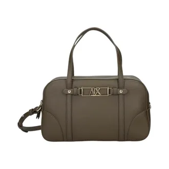 A|X Armani Exchange Handbags, female, Brown, Size: ONE SIZE Logo-plaque Tote Bag