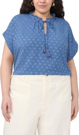 Vince Camuto Clip Dot Tie Neck Top in Classic Indigo at Nordstrom, Size 3 X