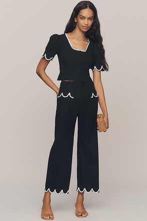 Maeve The Colette Scalloped Crop Wide-Leg Pants by Maeve