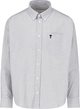 Ami Boxy Fit Shirt Button Down Collar And Embroidered Ami de Coeur