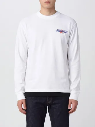 Dsquared2 Felpa girocollo in cotone con logo a contrasto sul davanti