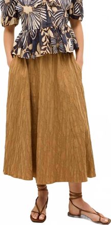 Marie Oliver Sasha Pull-On Cotton Midi Skirt In Latte